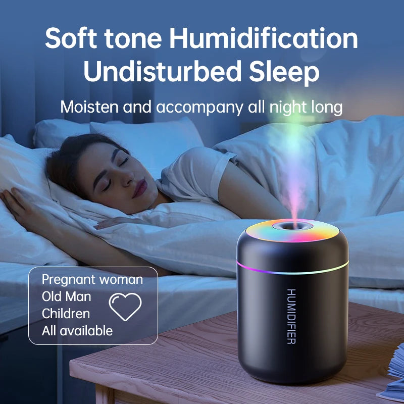 Mini Air Humidifier with LED Light – 180ml USB