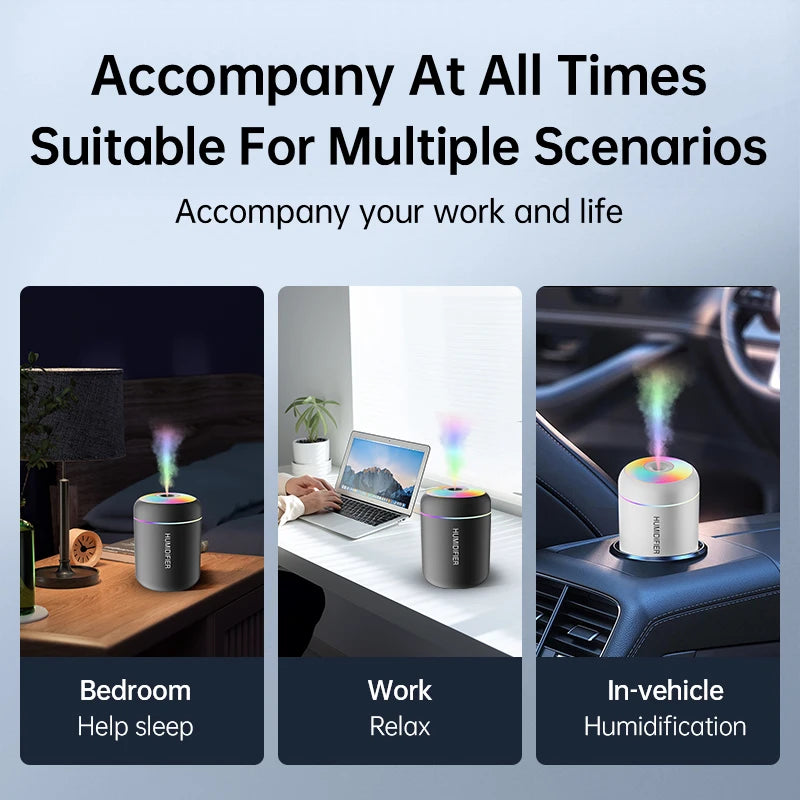 Mini Air Humidifier with LED Light – 180ml USB