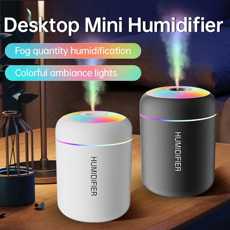 Mini Air Humidifier with LED Light – 180ml USB